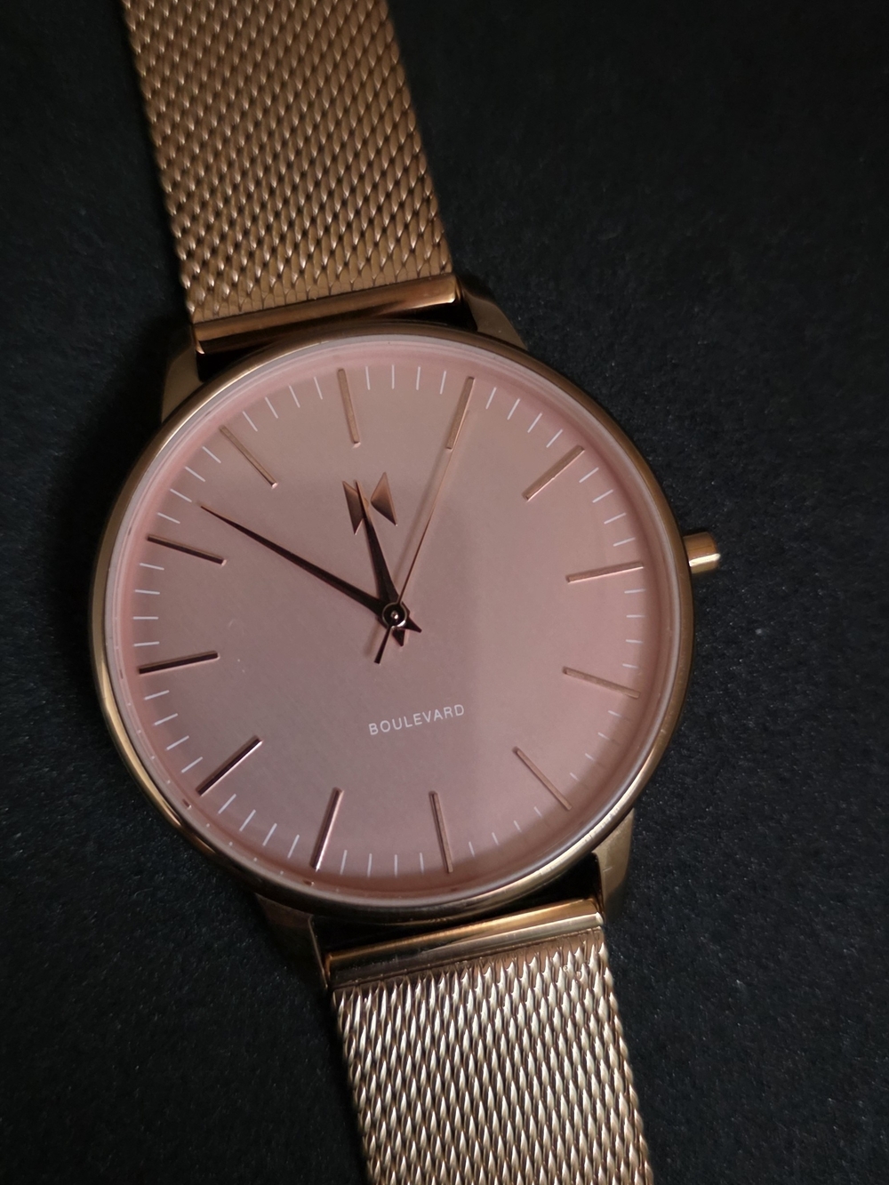 MVMT Rose Gold Mesh Strap Watch - Pink Dial